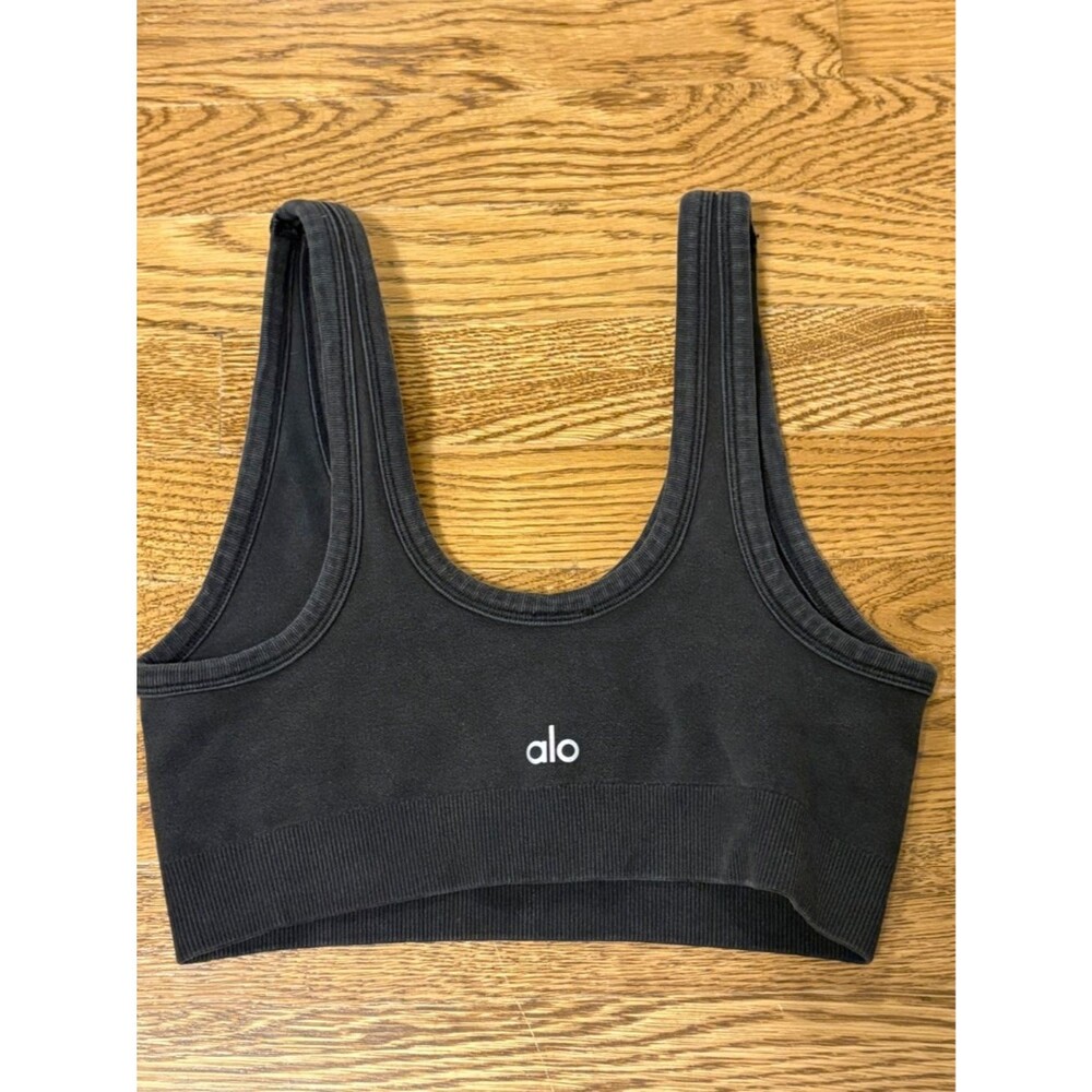 Alo Yoga Center Stage Bra Black Vintage Wash Size XS/S